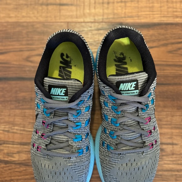 Nike Zoom Structure 19 Running Sneakers Casual Women 8 Gray Turquoise Pink - Picture 5 of 9